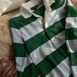 JCrew Always Women’s  Green and Blue Striped Shirt XXSmall